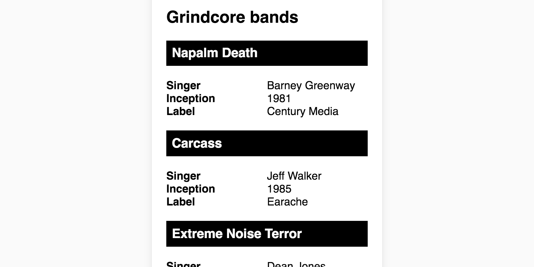 Phone layout. One column featuring definition titles side by side with their definitions